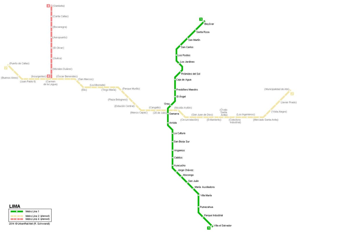 Карта на Лима метрото 
